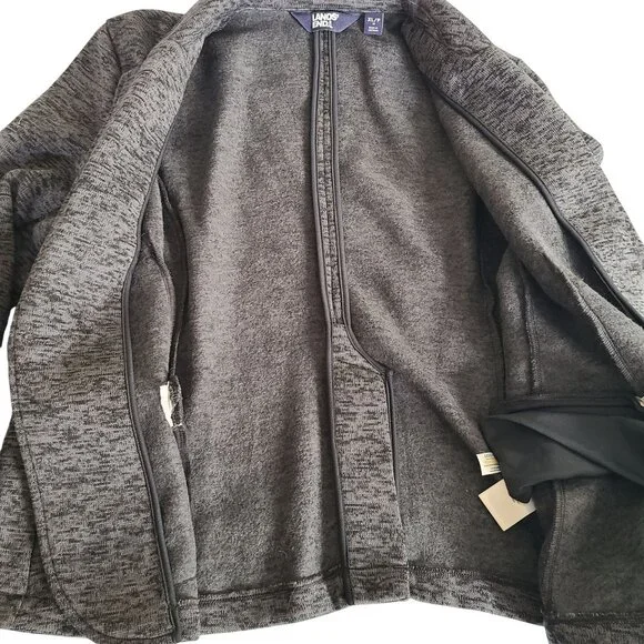 Lands End Women's Gray Textured Blazer Jacket XL/P 18 Polyester Soft Comfy - Picture 4 of 11